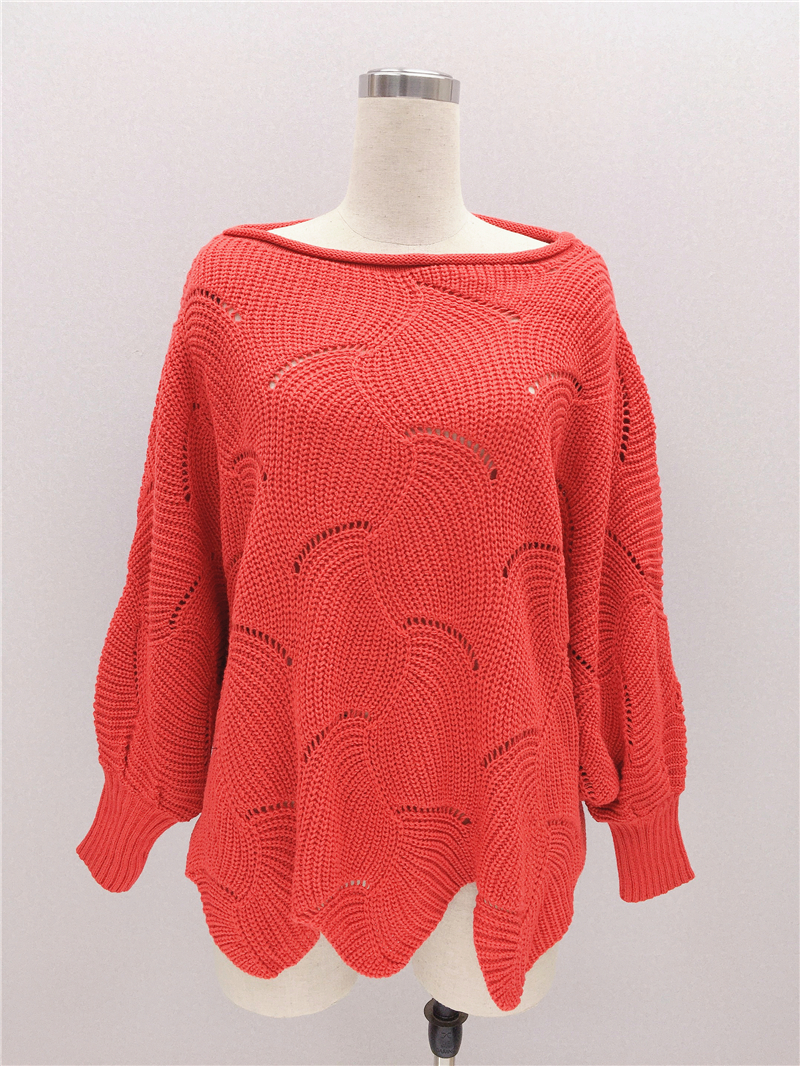 Irregular Hem Puff Sleeve Flat Weave Sweater