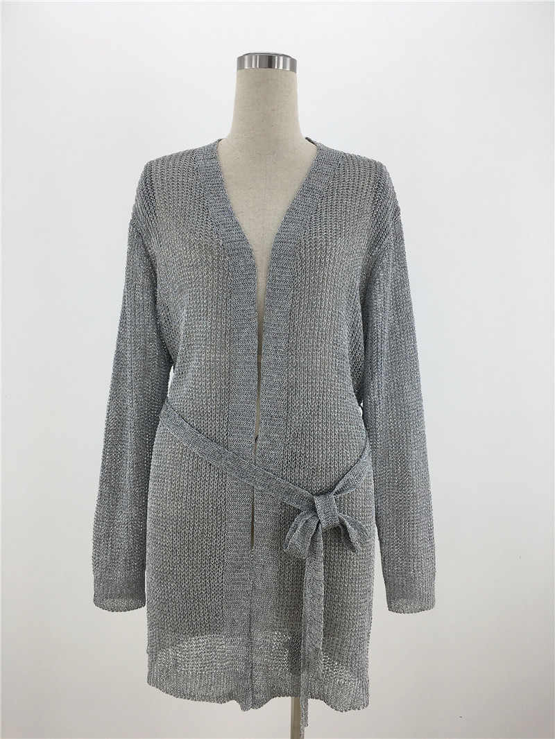 Solid Color Loose-knit Cardigan Outerwear