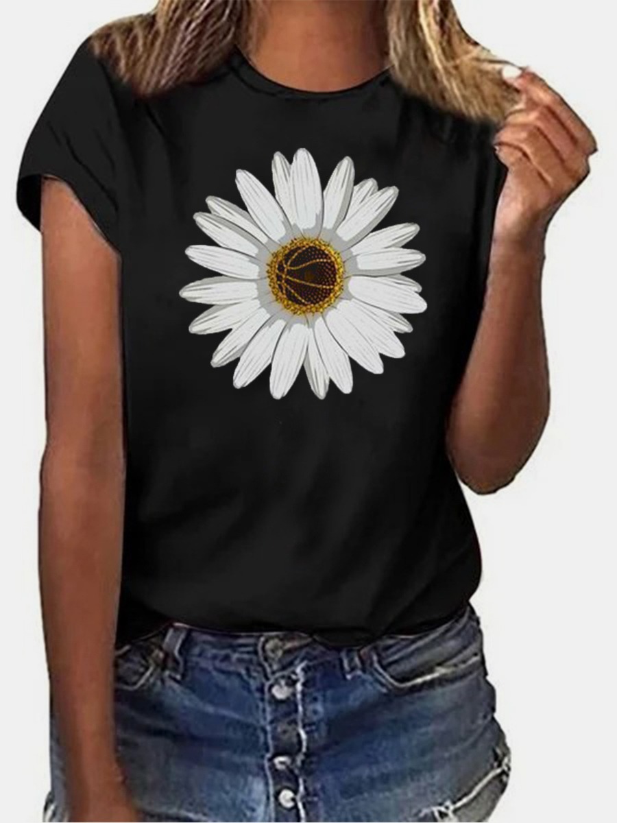 Casual Daisy Print T-shirt