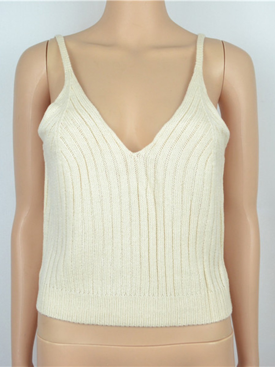 Sexy Rib-knit Solid Color Crop Cami Top
