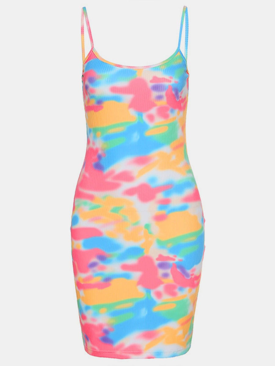 Sexy Bodycon Colorblock Cami Dress