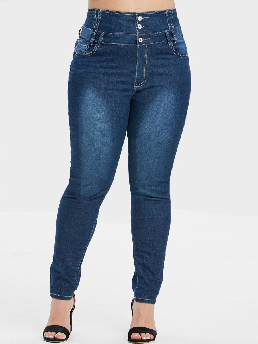 Plus Size High-waist Skinny Wash Jeans