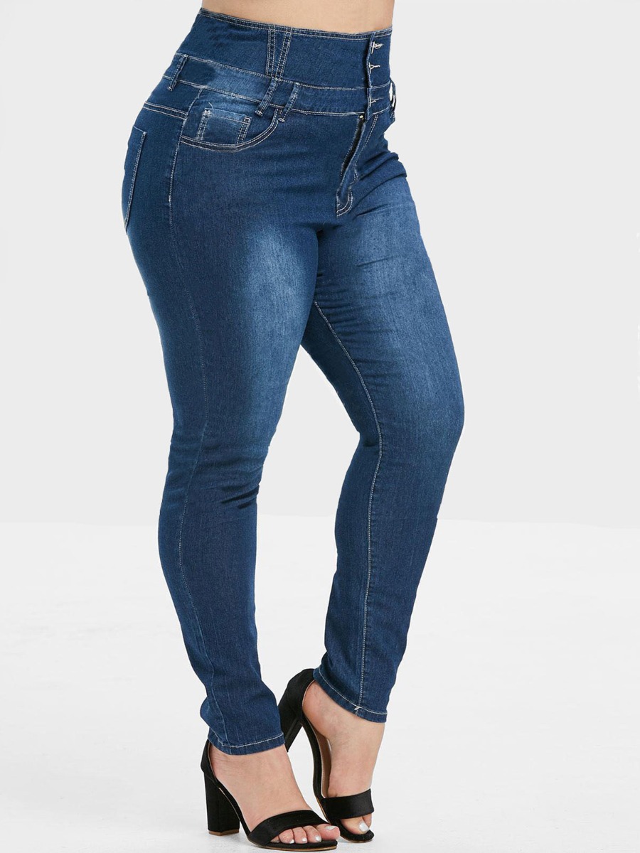 Plus Size High-waist Skinny Wash Jeans