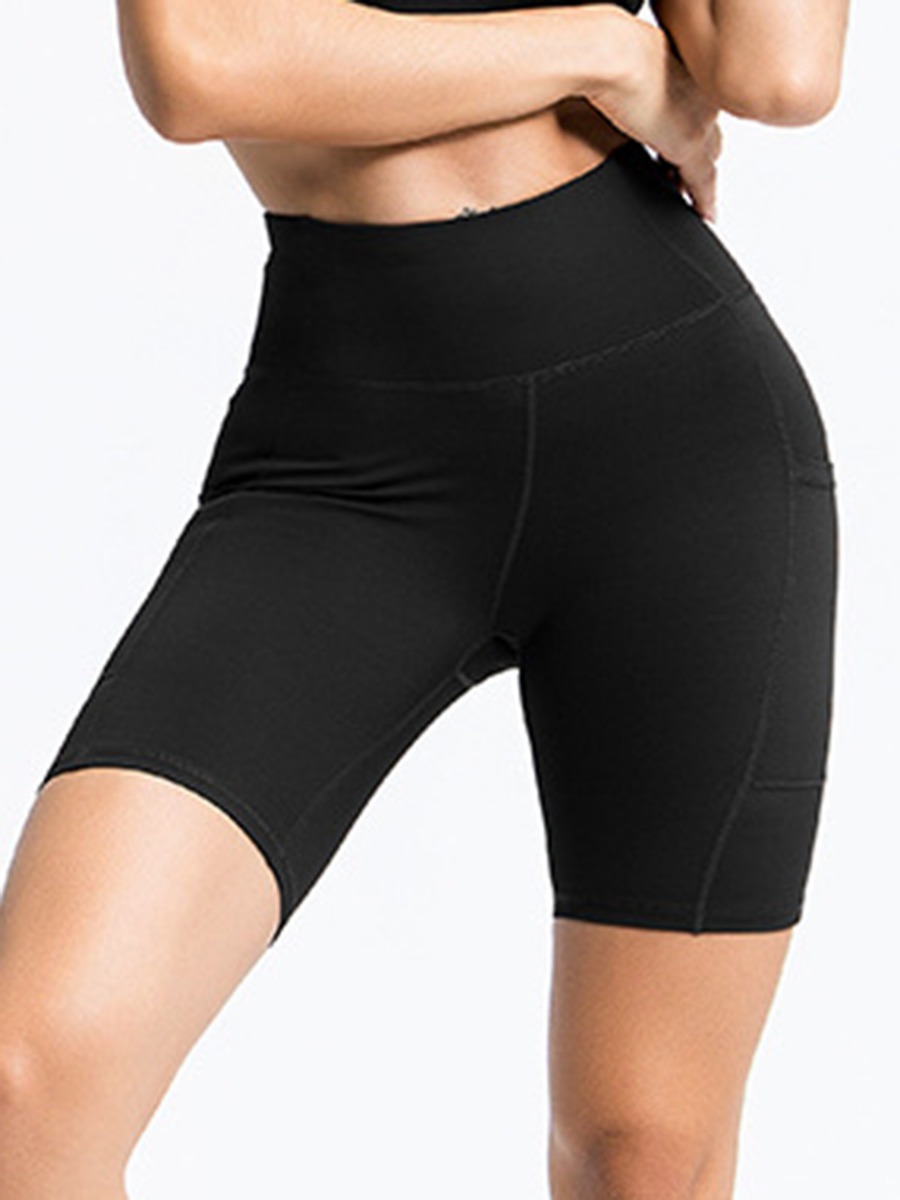 Pocket Side High-waist Sports Yoga Shorts