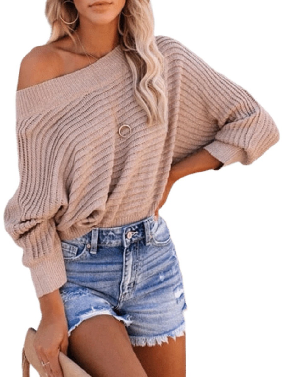 Buy Wholesale Off Shoulder Solid Color Women Sweater - SheStar