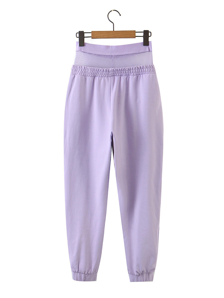 Mesh Patchwork Jogger Purple Pants Sportswear
