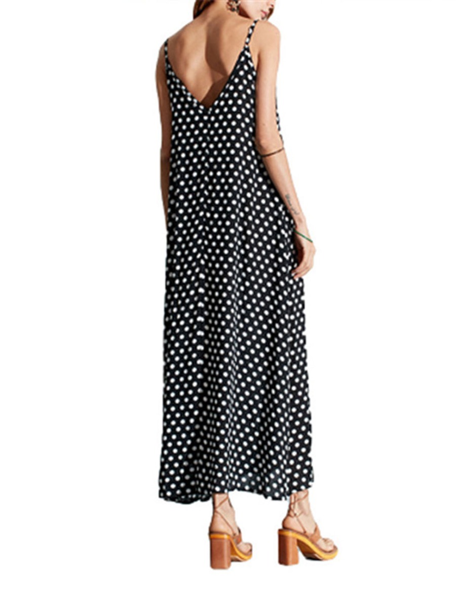 Sexy Polka Dot Print Cami Maxi Dress