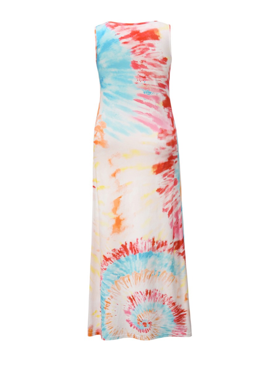 Stylish Tie-dye Sleeveless Maxi Dress
