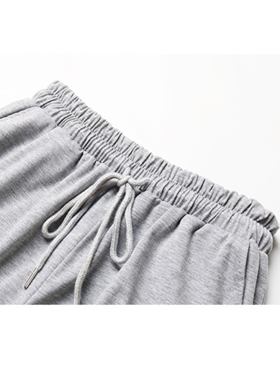 Elastic Waist Solid Color Drawstring Hem Casual Pants
