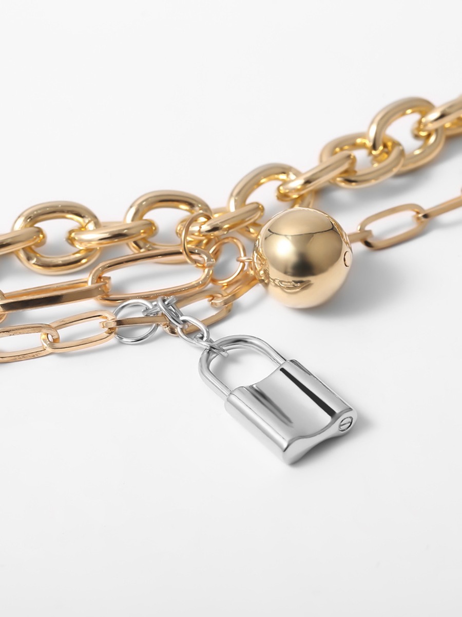 Multi-layered Lock Shaped Ball Pendant Waist Chain