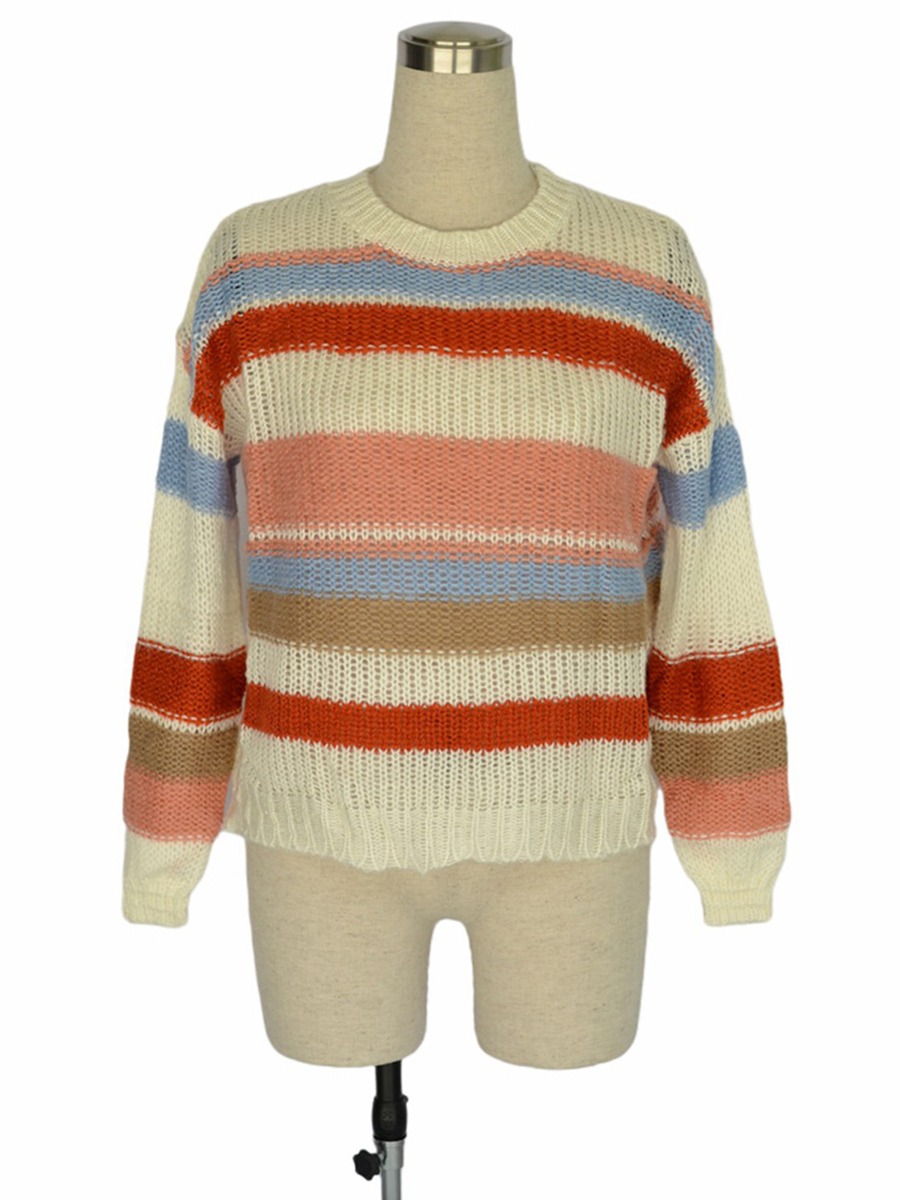 Rainbow Striped Colorblock Knitted Sweater