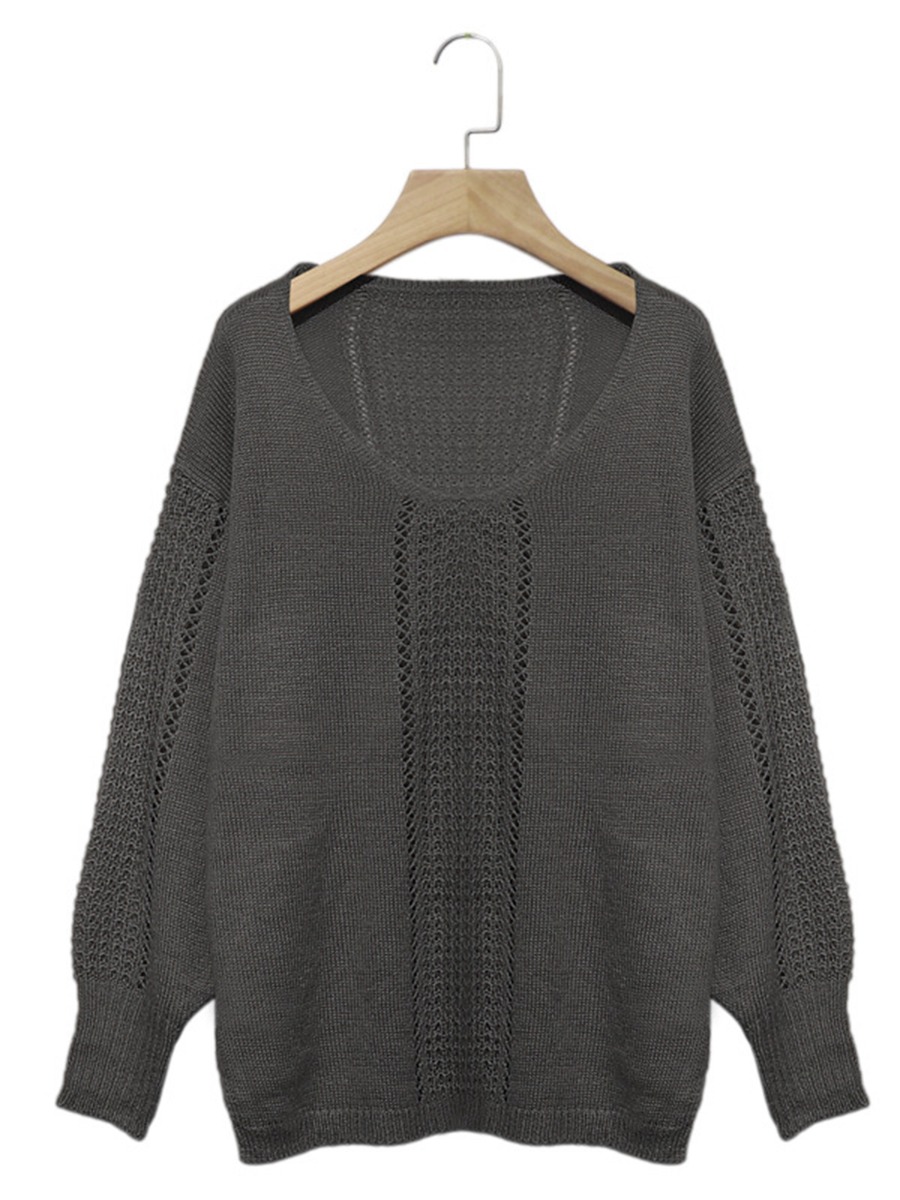 Hollow Out Crochet Solid Color Sweater