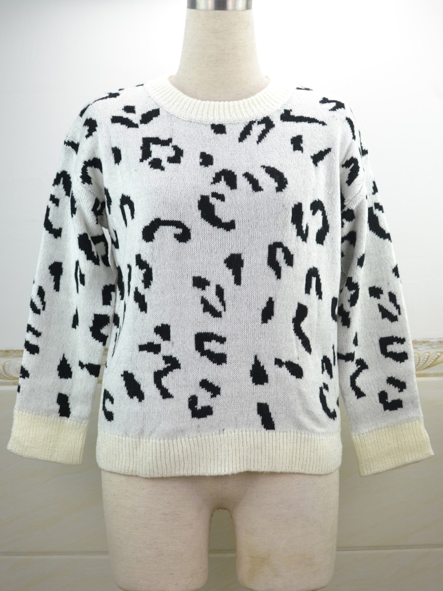 Leopard Ribbed Knitting Sweater