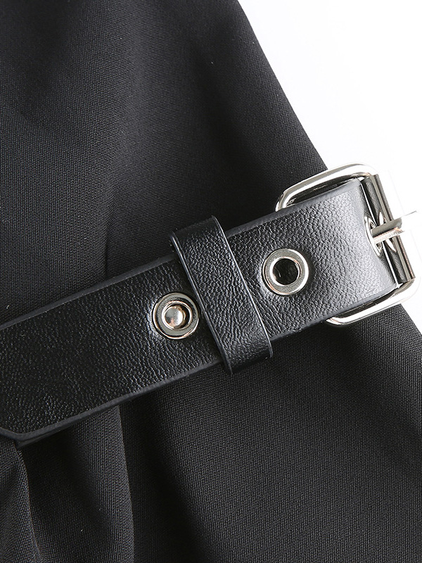Belt Chain Decor Cropped Blazer Jacket