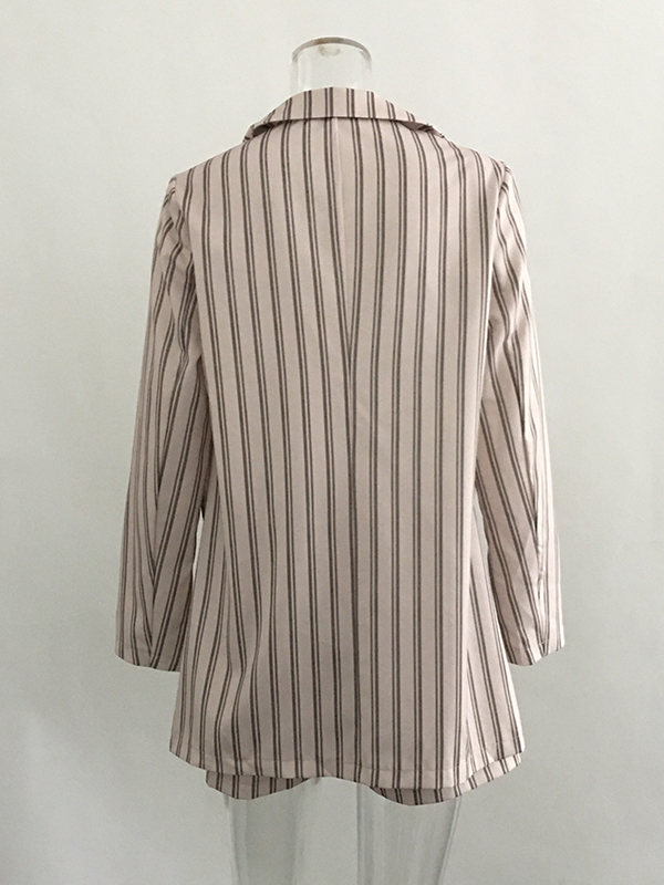 3 Piece Stripe Blazer Suit Shorts With Belt Office Set