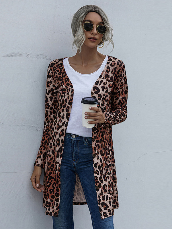Buy Single-breasted Leopard Cardigan - SheStar