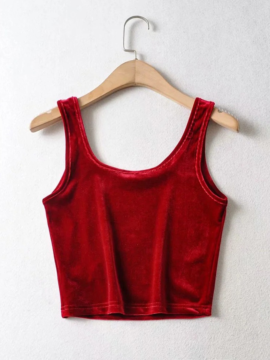 Solid Color Velvet Party Tank Top