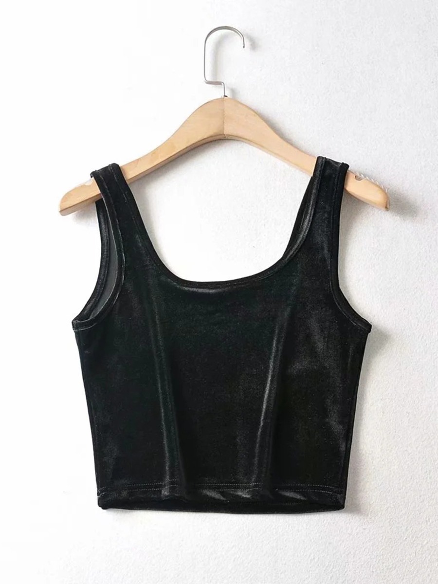 Solid Color Velvet Party Tank Top