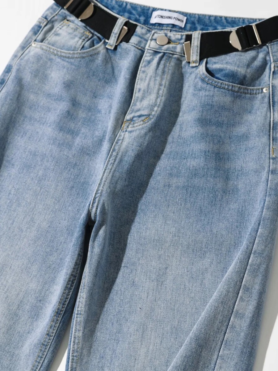 Women Elastic Waist Mopping Jeans