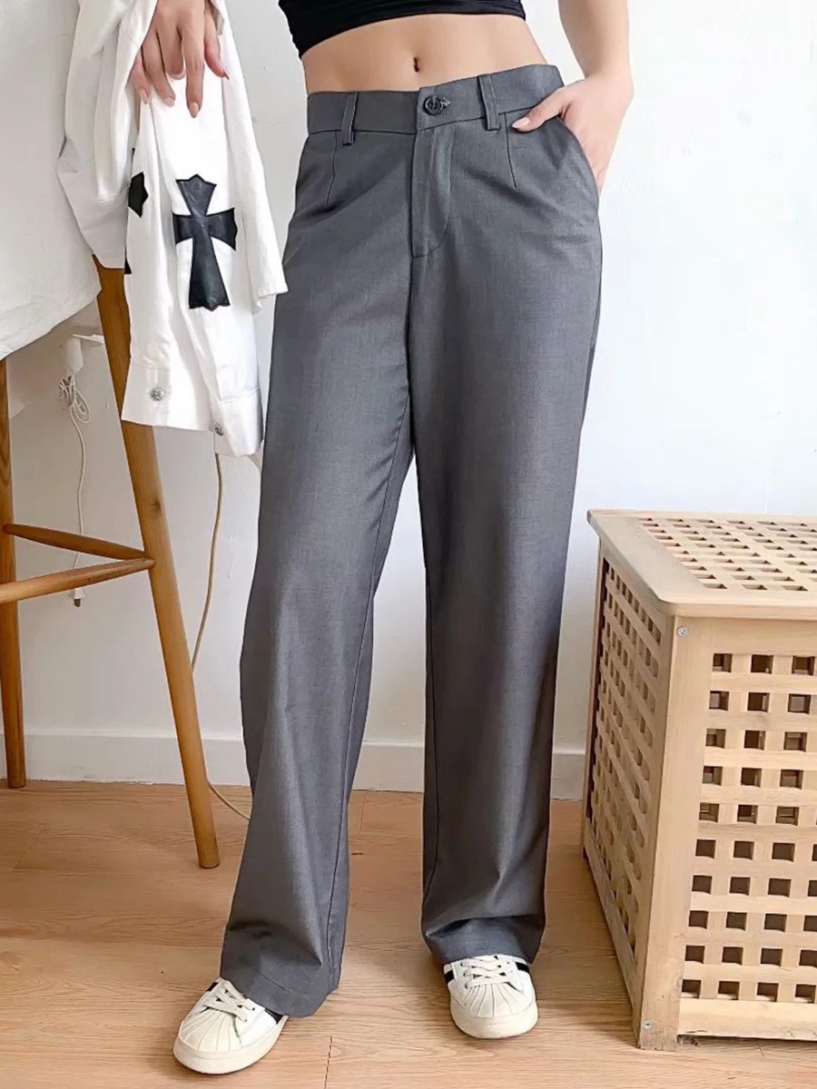 High Waist Solid Color Millennium Pull-on Trousers