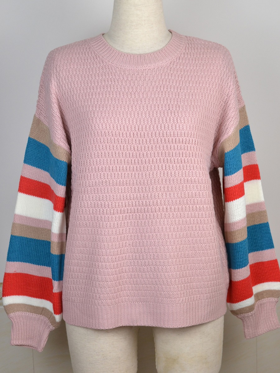 Rainbow Sleeve Crochet Sweater