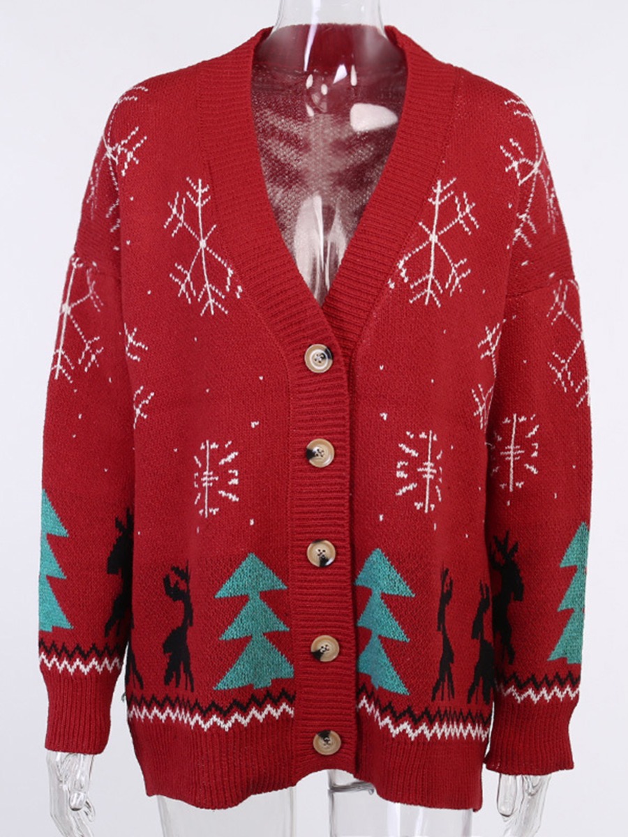 Christmas Snowflake Deer Knit Cardigan