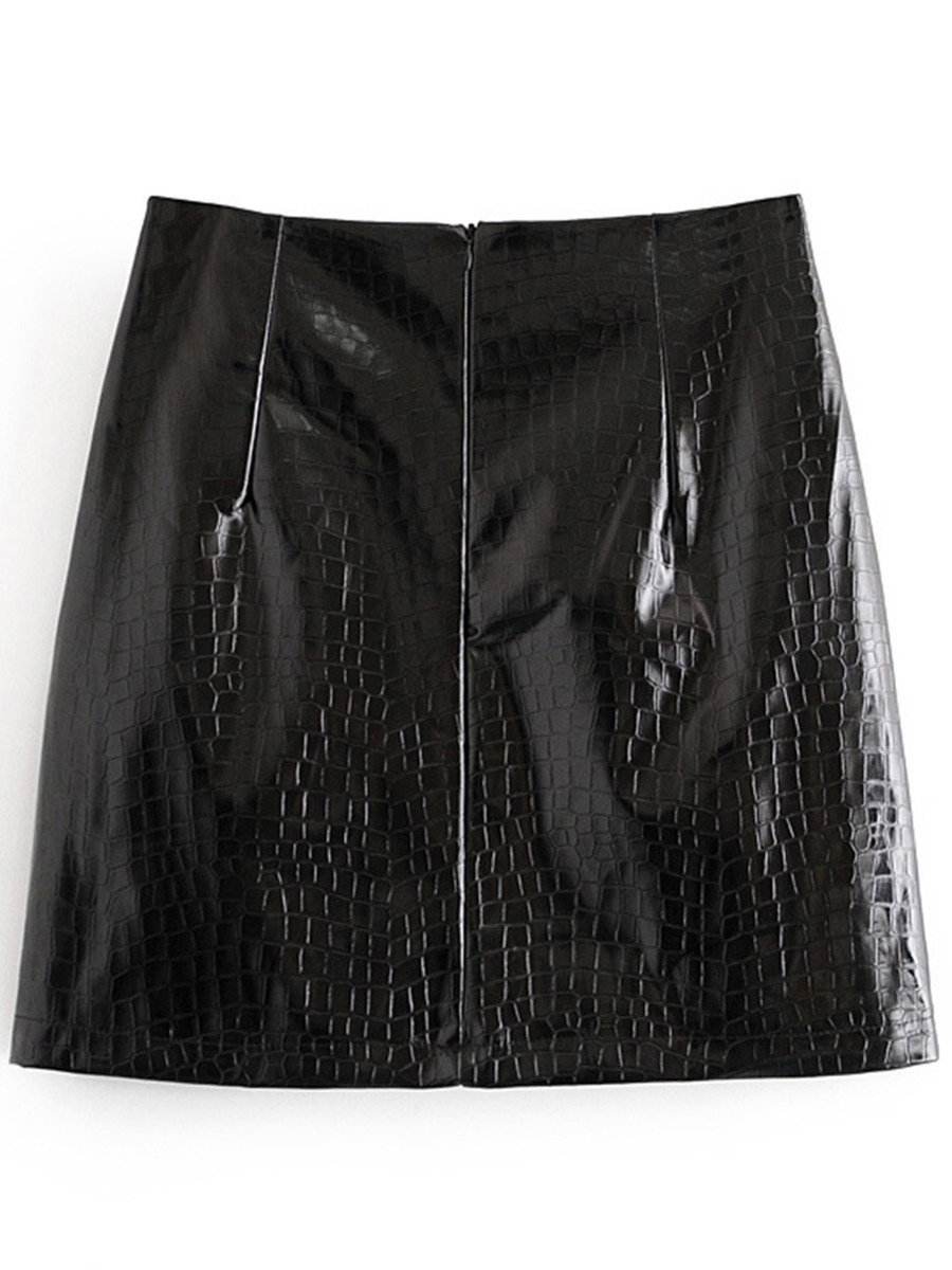 Crocodile Pattern Leather Skirt