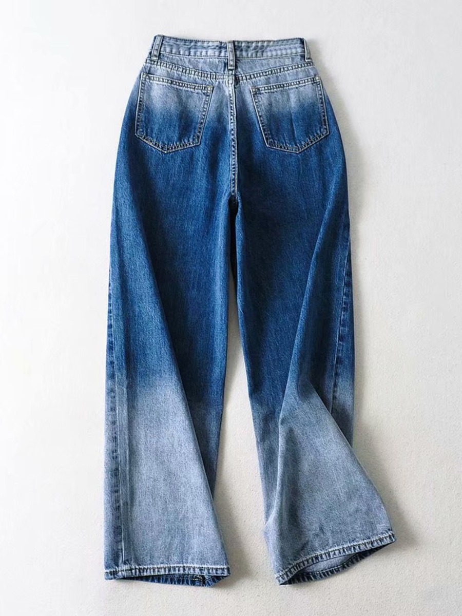 High Waist Gradient Color Jeans