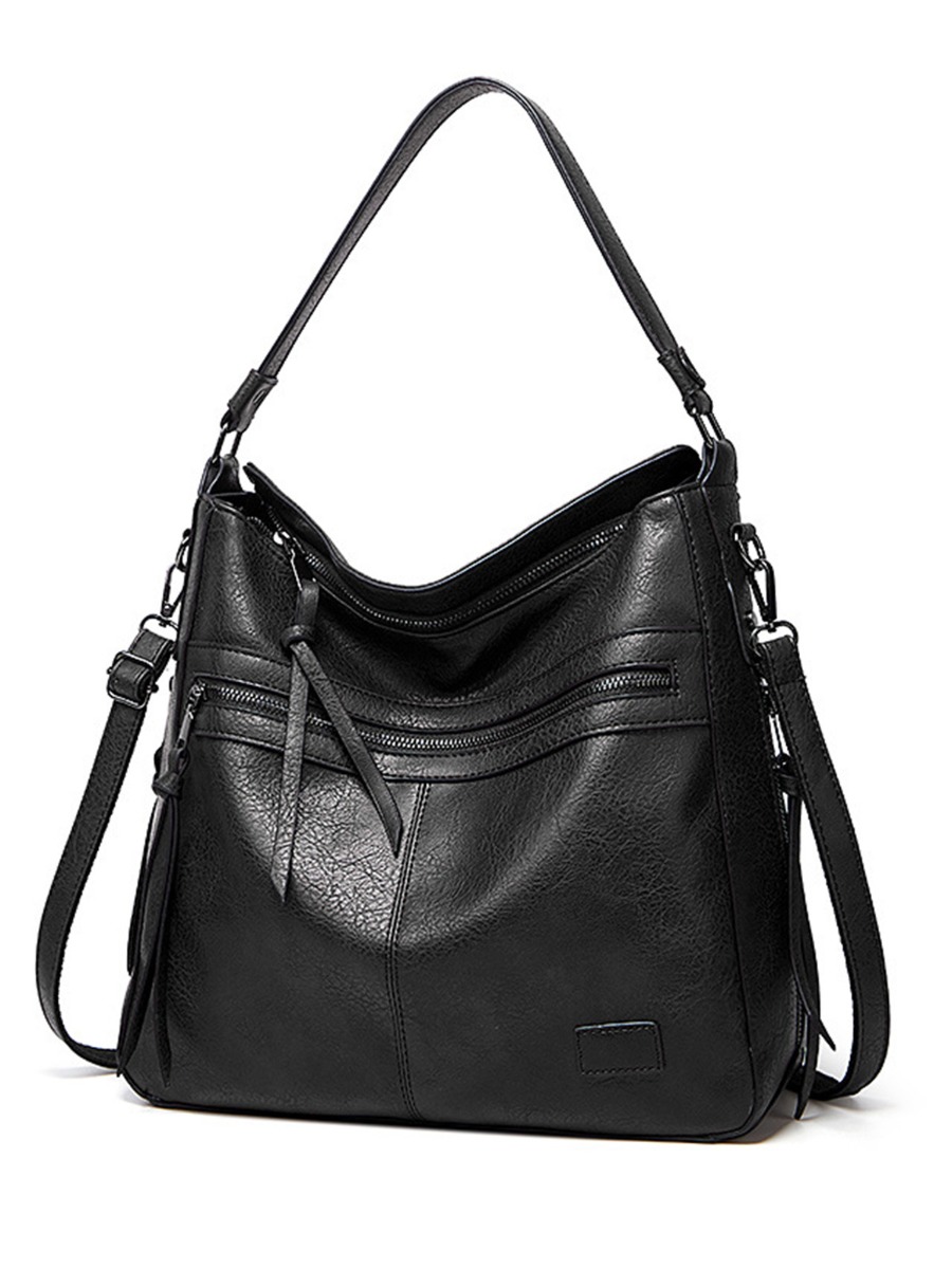 High Capacity Tassel Leather Tote Shoulder Bag
