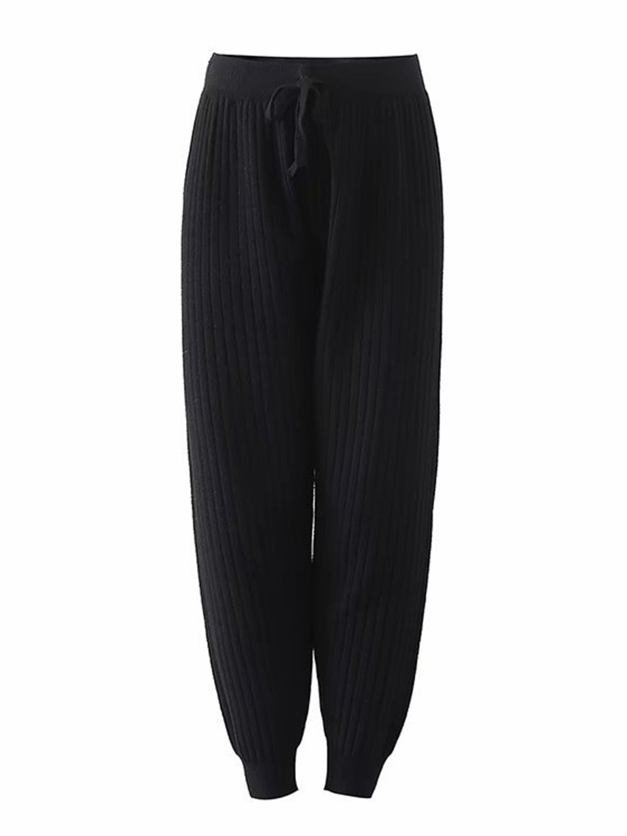 Solid Color Ribbed Homewear Pants