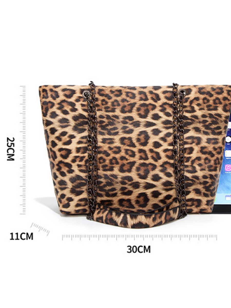 High Capacity Snakeskin Leopard Chain Tote Shoulder Bag