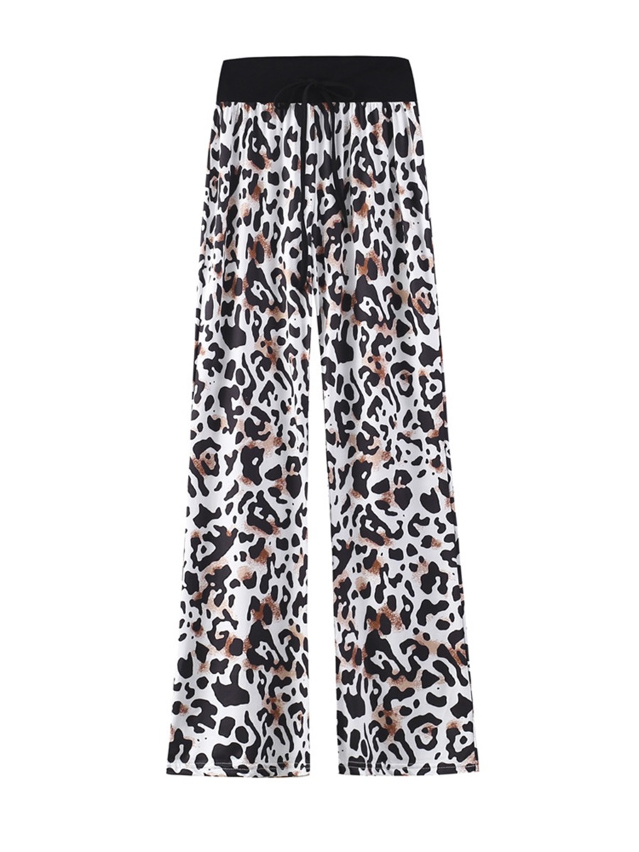 Drawstring Leopard Print Homewear Pants