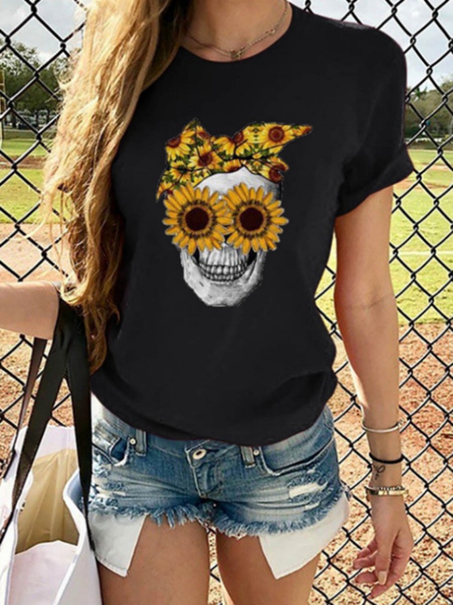 Sunflower Eyes Skeleton Print Tee