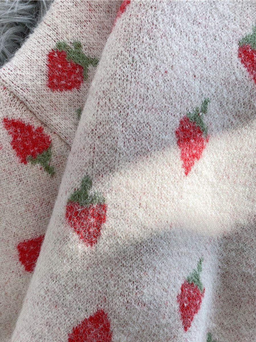 Strawberry Jacquard Jersey Sweater