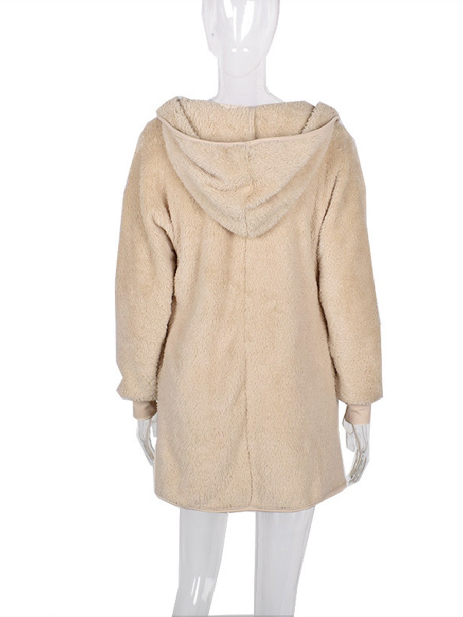 Solid Color Plush Oversized Hooded Coat