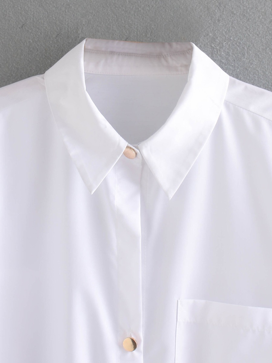 Hi-Lo Hem Pocket White Shirt