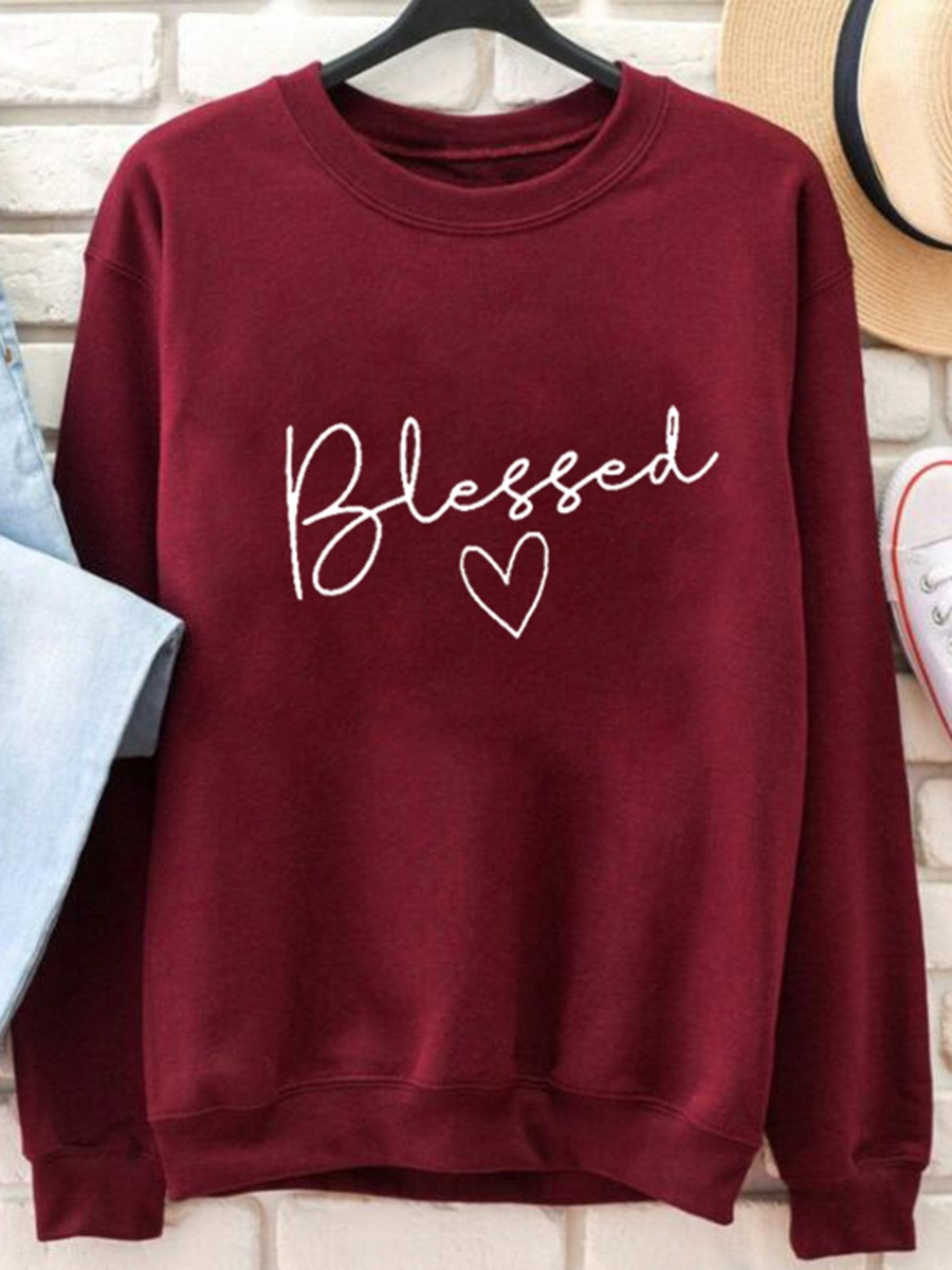 Buy Wholesale Blessed Heart Print Sweatshirt - SheStar