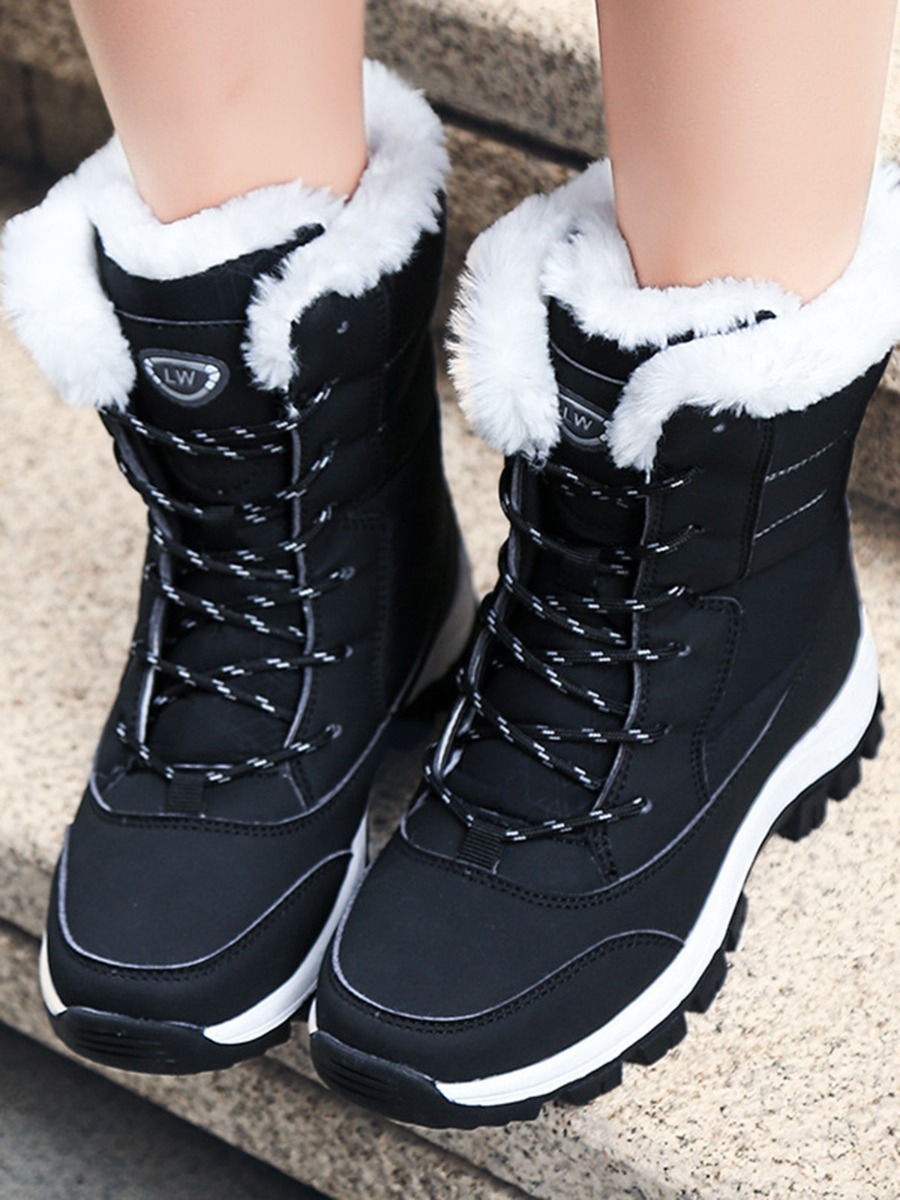 Plush Lined Lace-up Women Snowboots