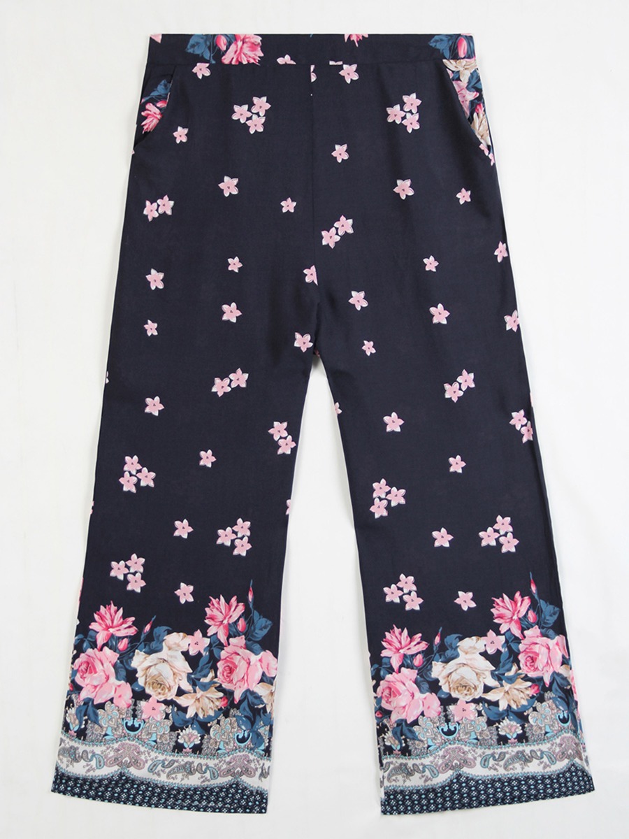 Plus Size Wide-leg Floral Pants