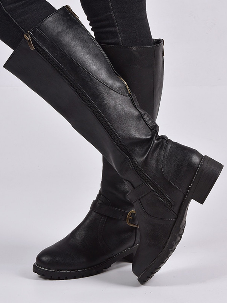 Vintage Women Flat Knight Leather Boots