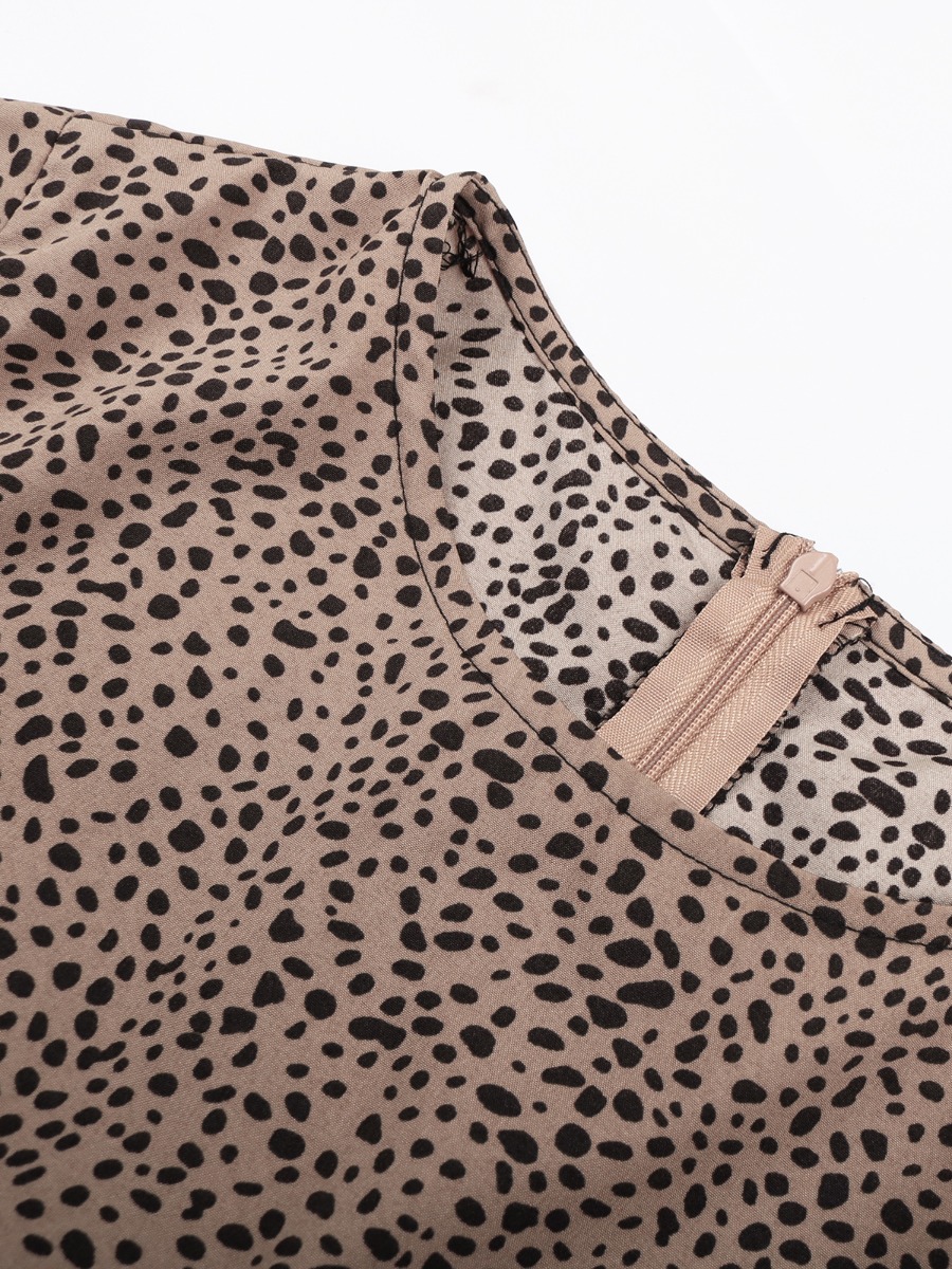 Irregular Hem Leopard Belted Smock Dress