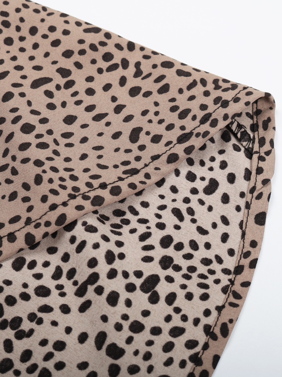 Irregular Hem Leopard Belted Smock Dress