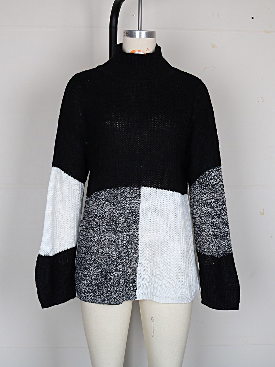 Turtleneck Colorblock Co-ord Knitted Sweater