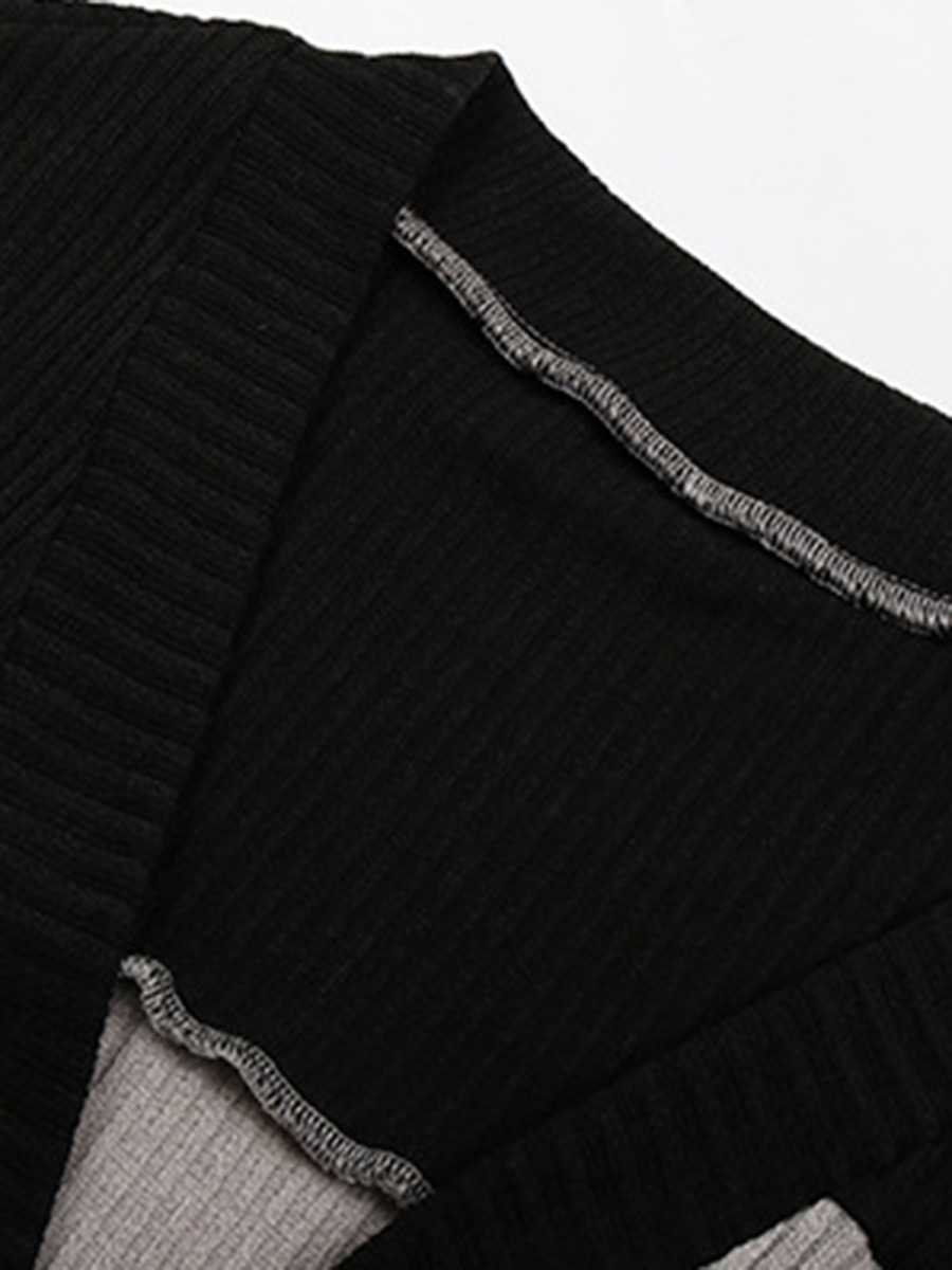 Double Pocket Contrast Ribbed Knitting Cardigan - SheStar