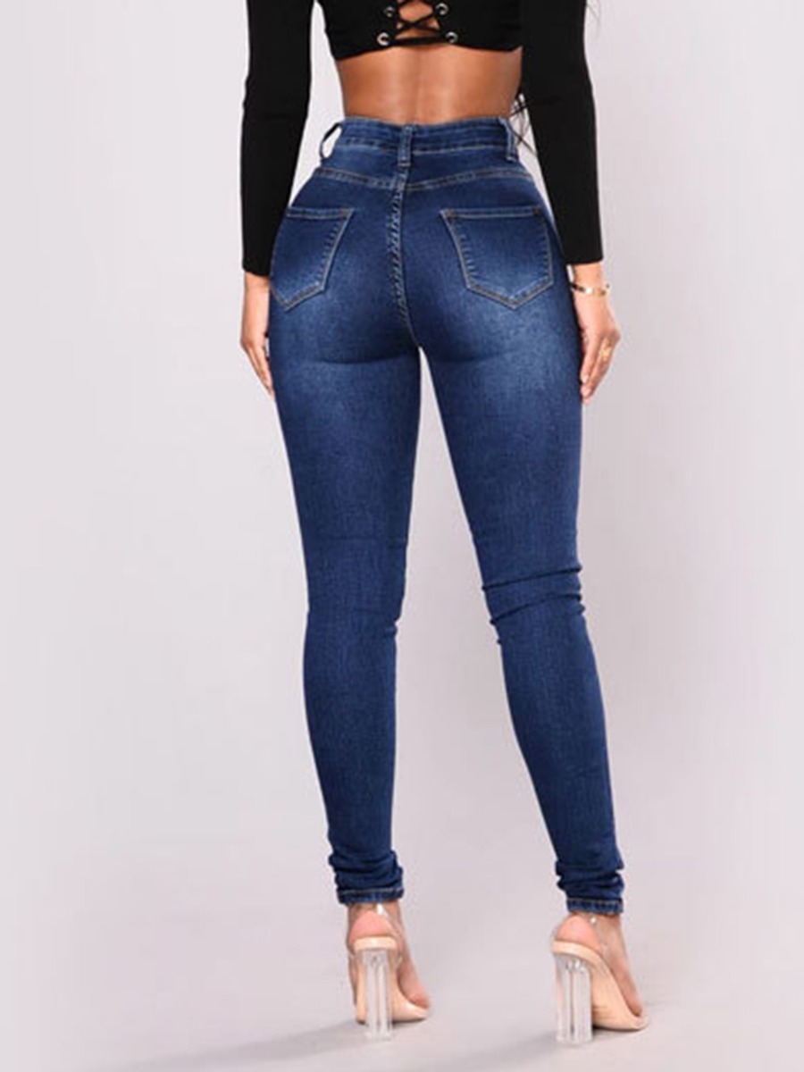 Solid Color High Waist Skinny Pencil Jeans