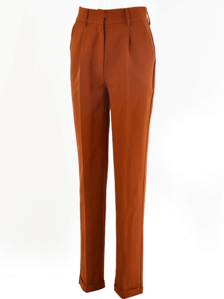 High Rise Solid Office Cropped Dress Pants