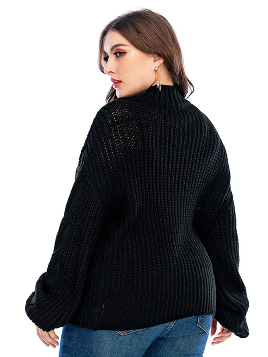 Plus Size Batwing Sleeve Loose-knit Sweater