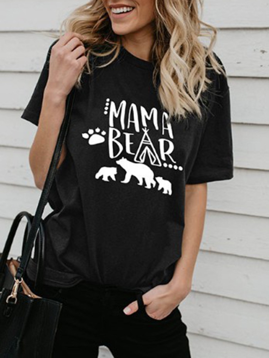Mama Bear Graphic Short Sleeve Crew T-shirt