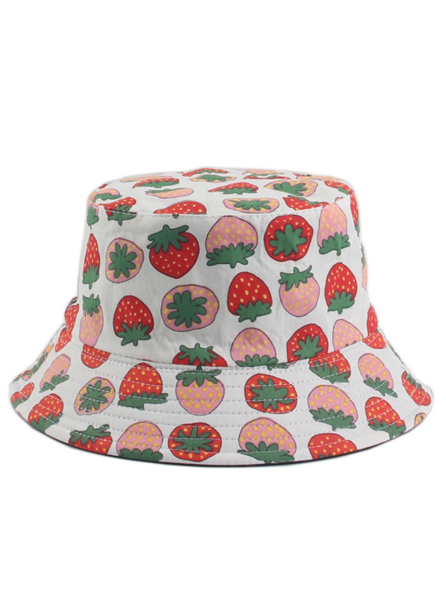Tropical Fruit Print Wide Brimmed Bucket Hat