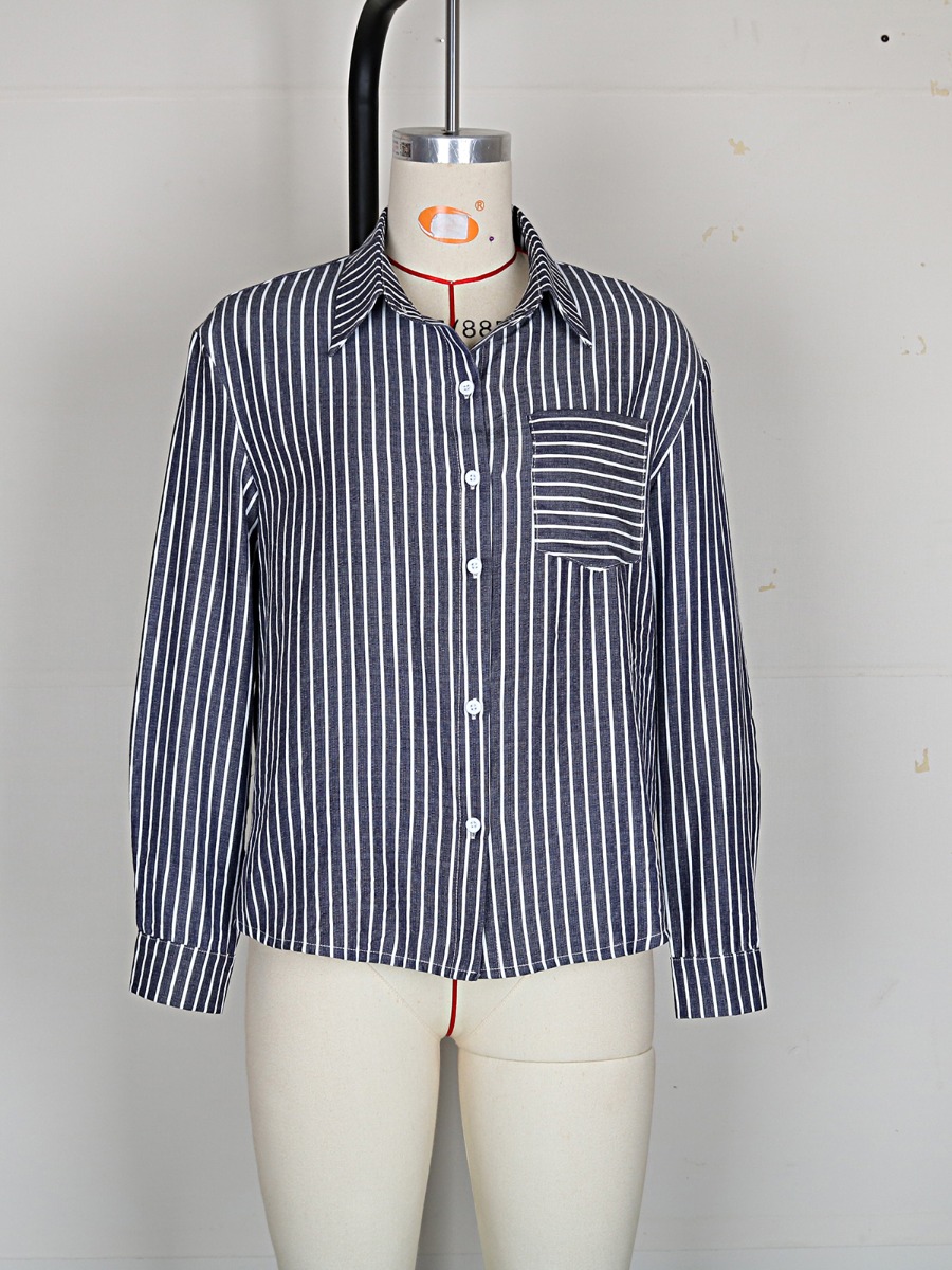 Drop Shoulder Vertical Stripe Shirt